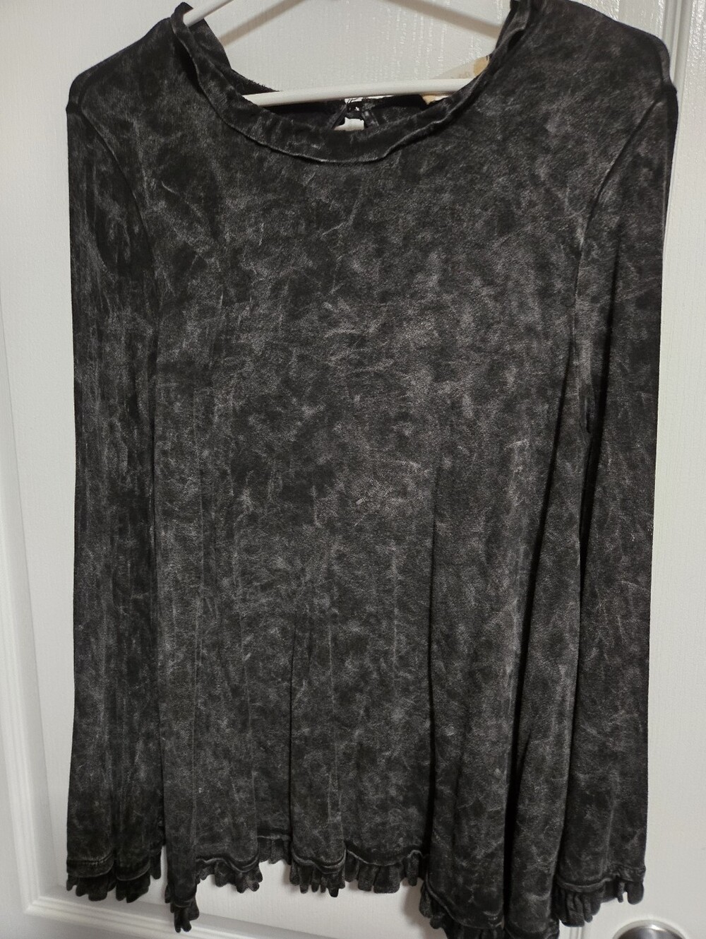 Altar'd State Black Mineral Wash Long Sleeve Blouse